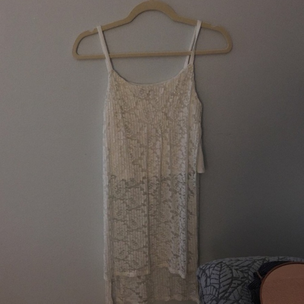 White lace long tank top